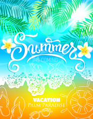 Fototapeta na wymiar Summer vacation palm paradise Poster
