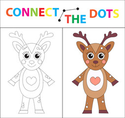 Obraz na płótnie Canvas Children's educational game for motor skills. Connect the dots picture. For children of preschool age. Circle on the dotted line and paint. Coloring page. Vector illustration