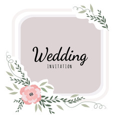 Wedding card decor. Invitation to wedding vector. Frame with flowers.