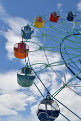 Ferris wheel in the summer Park.