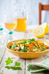 Homemade Vegetarian Pasta With Some Wine