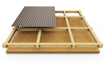 Scheme of the roofing system. 3D illustration