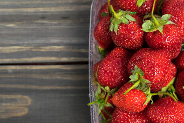 Strawberry. Wooden background. Summer fruit. Healthy food