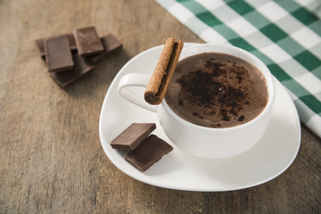 Hot chocolate on the Table with some Brazilian delicious. Festa Junina Theme