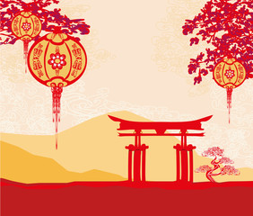 Abstract Asian Landscape card