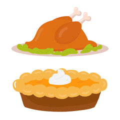 Happy thanksgiving day symbols design holiday objects fresh food harvest autumn season vector illustration