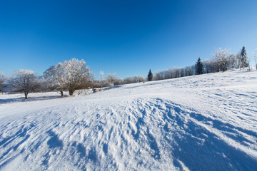 Winter landscape in dolnoslaskie region, Poland