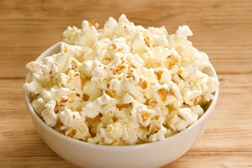 popcorn on wooden background