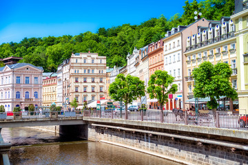 Tepla River embankment. Karlovy Vary, Czech republic