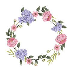 Floral card. Bouquet of roses,