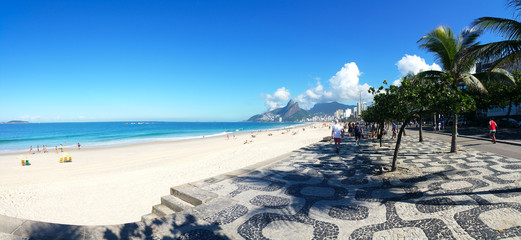 Famous Mosaic sidewalk on Ipanema Beach in Rio De Janeiro, Brazil