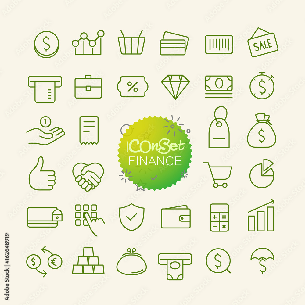Aufkleber Different trendy outline icons collection. Web and mobile app thin line icons