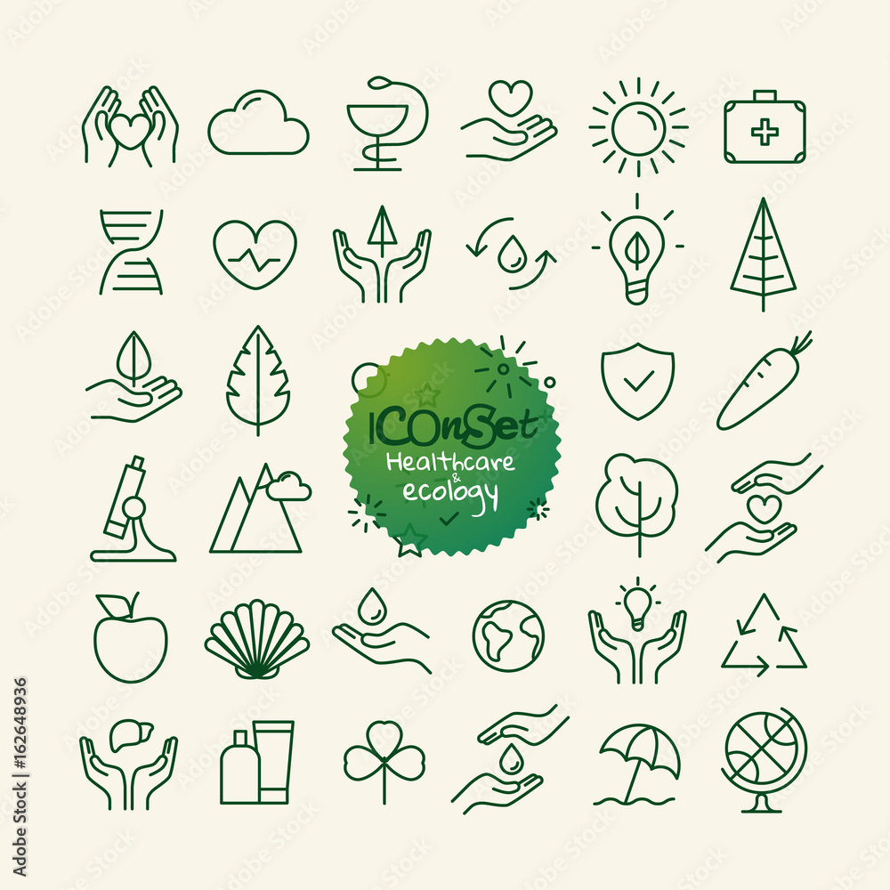 Aufkleber different trendy outline icons collection. web and mobile app thin line icons set. healthcare