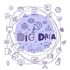 Obraz premium Big data concept. Outline icon set. Vector pictogram set