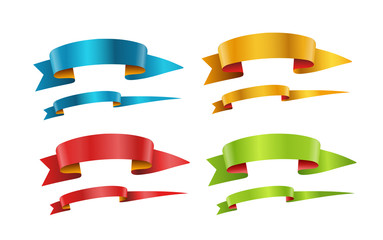 Fototapeta premium Different color ribbons vector collection. Template for a text. Banners collection isolated on white