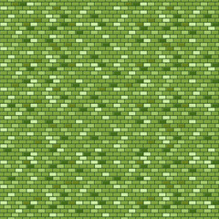 Green brick wall vector seamless pattern