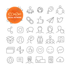 Outline icon set. Web and mobile app thin line icons. Social network