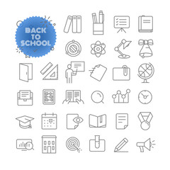 Fototapeta premium Back to school. Outline icon set. Vector pictogram set
