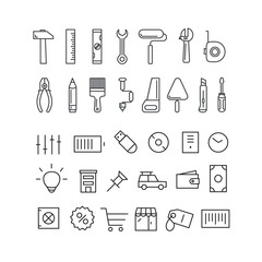 Different thin line icons collection