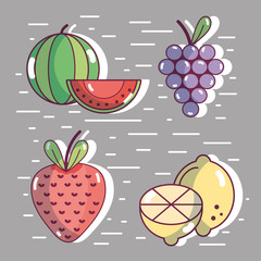 set healthy fresh fruit food