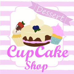 Vintage cupcake poster design