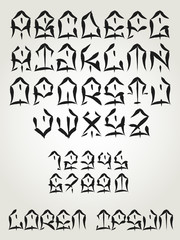 West Coast graffiti font - Hand written tattoo lettering- Vector alphabet