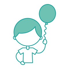 cute boy with balloon air character vector illustration design