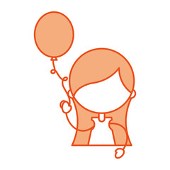 cute girl with party balloon character icon vector illustration design