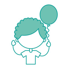 cute boy with balloon air character vector illustration design