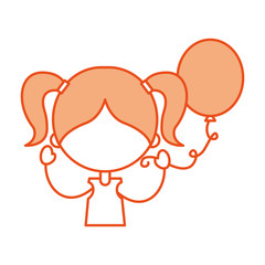 cute girl with party balloon character icon vector illustration design