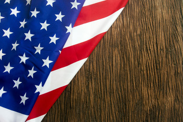 america flag on wood background with the 4th of july concept
