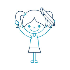cute girl with book character icon vector illustration design