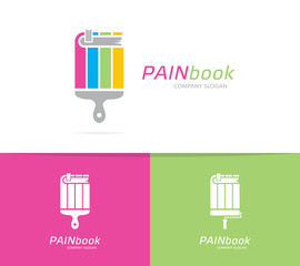 book and paintbrush logo combination. Bookstore and library symbol or icon. Unique brush and education logotype design template.