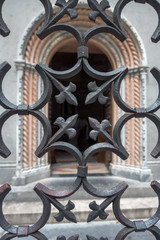 BERGAMO, LOMBARDY/ITALY - JUNE 25 : Railing outside the Baptistery of Santa Maria Maggiore in Bergamo on June 25, 2017
