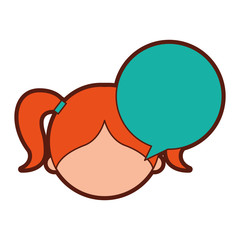cute girl with speech bubble character icon vector illustration design