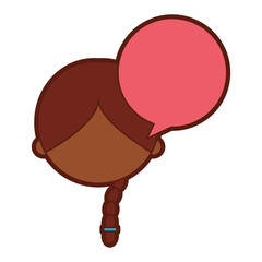 cute girl with speech bubble character icon vector illustration design