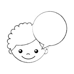 cute boy with speech bubble character vector illustration design