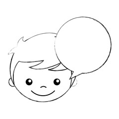 cute boy with speech bubble character vector illustration design