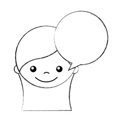 cute girl with speech bubble character icon vector illustration design