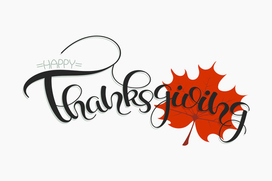 Thanksgiving hand drawn text. Happy Thankgiving Day banner.