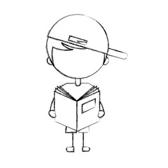 cute boy with book character icon vector illustration design