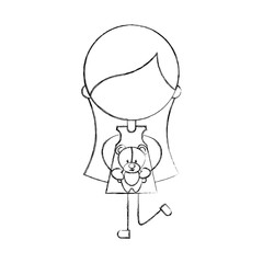 cute girl with bear character icon vector illustration design