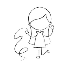 cute girl with ribbon character icon vector illustration design