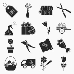 Collection of flower shop icons
