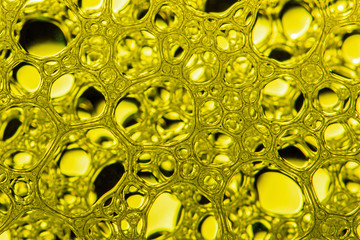 Selective focus gold soap bubbles