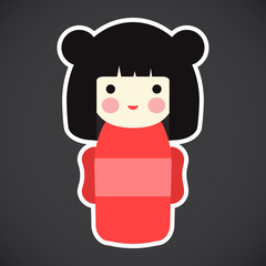 Kokeshi doll vector flat icon