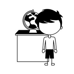 cute boy with planet earth character icon vector illustration design