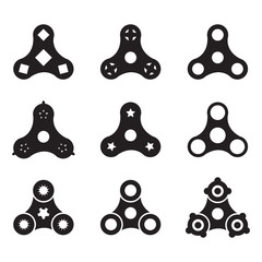 Fidget spinner, hand spinner stress relief toy icon set. Vector icon set.