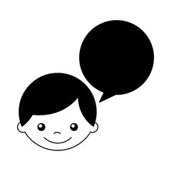 cute boy with speech bubble character vector illustration design