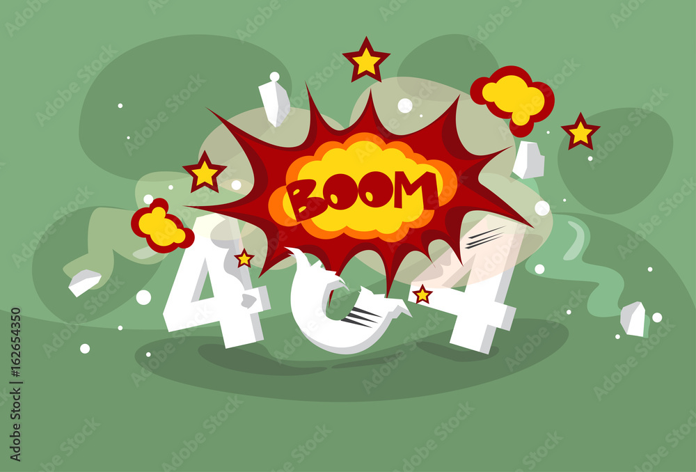Poster 404 not found error message internet connection problem concept banner flat vector illustration